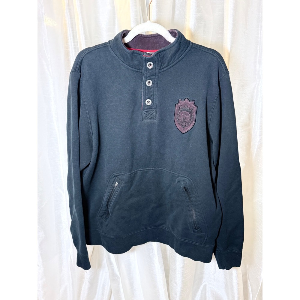 Nike LeBron James Henley Sweatshirt Mens XL Blue Lion Crest Logo Mock Neck